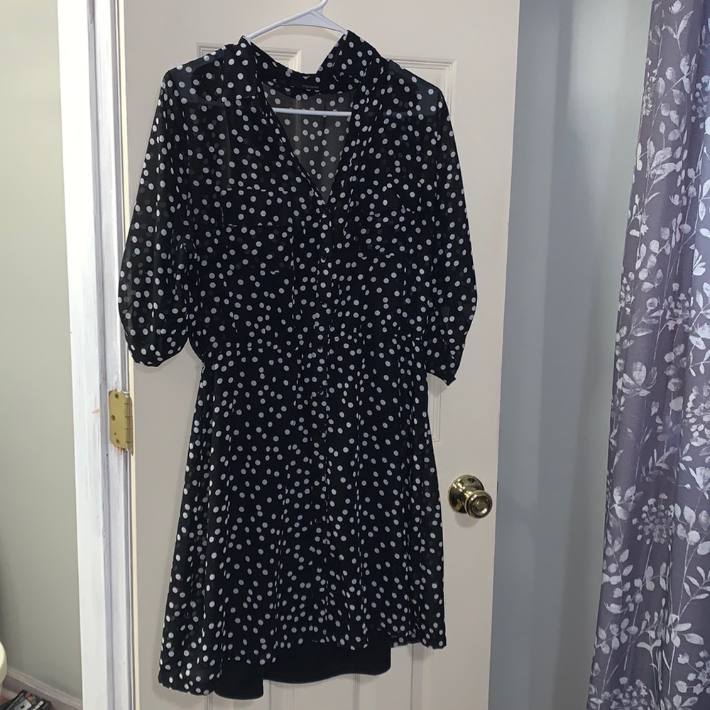 Maurices black with white polkadot dress.